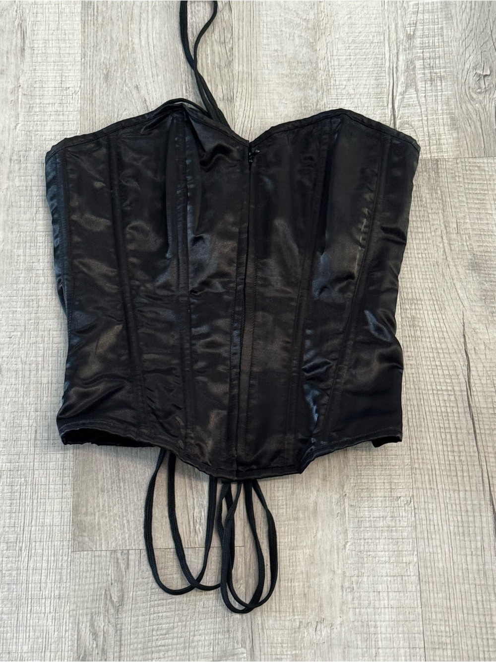 Daisy Corsets Black Satin Overbust Lace-Up Corset